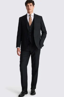Regular Fit Black Twill Suit