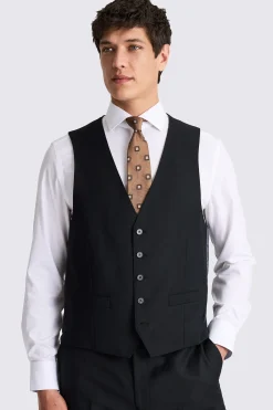 Regular Fit Black Twill Waistcoat
