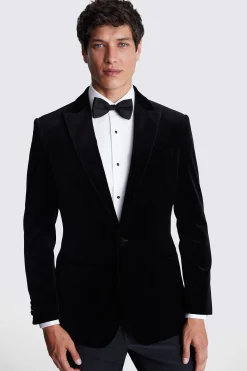 Regular Fit Black Velvet Jacket