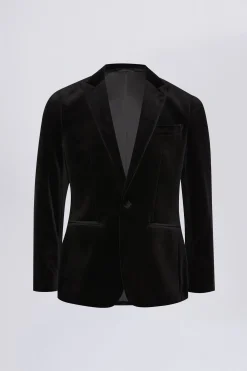 Regular Fit Black Velvet Jacket