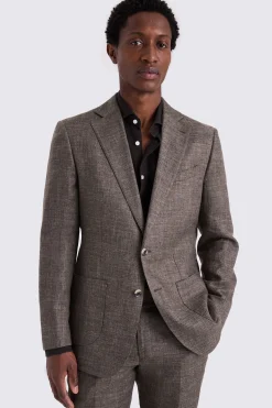 Regular Fit Brown Linen Suit