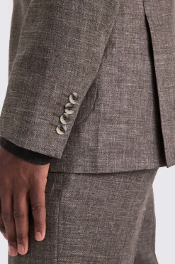 Regular Fit Brown Linen Suit