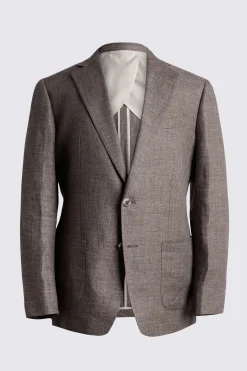 Regular Fit Brown Linen Suit