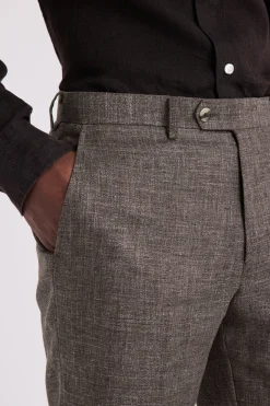 Regular Fit Brown Linen Trousers