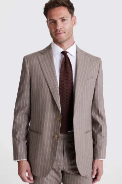 Regular Fit Half Canvas Taupe Stripe Suit