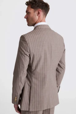 Regular Fit Half Canvas Taupe Stripe Suit