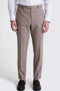 Regular Fit Half Canvas Taupe Stripe Suit