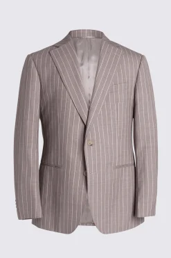 Regular Fit Half Canvas Taupe Stripe Suit