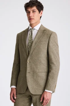 Regular Fit Khaki Cotton Linen Suit