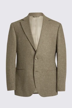 Regular Fit Khaki Cotton Linen Suit