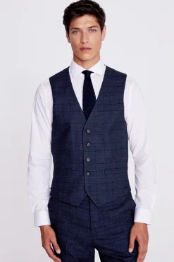 Regular Fit Navy Black Check Suit