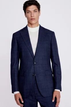 Regular Fit Navy Black Check Suit