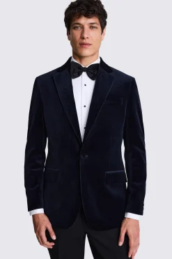 Regular Fit Navy Velvet Jacket
