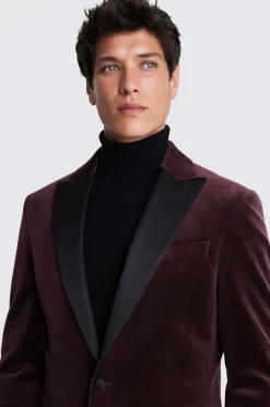 Regular Fit Plum Velvet Jacket