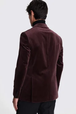 Regular Fit Plum Velvet Jacket