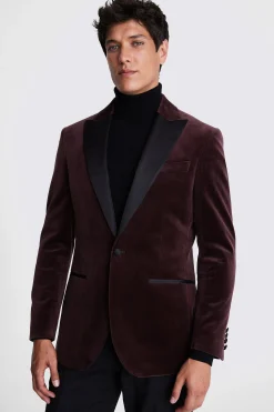 Regular Fit Plum Velvet Jacket