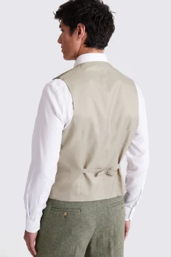 Regular Fit Sage Herringbone Waistcoat