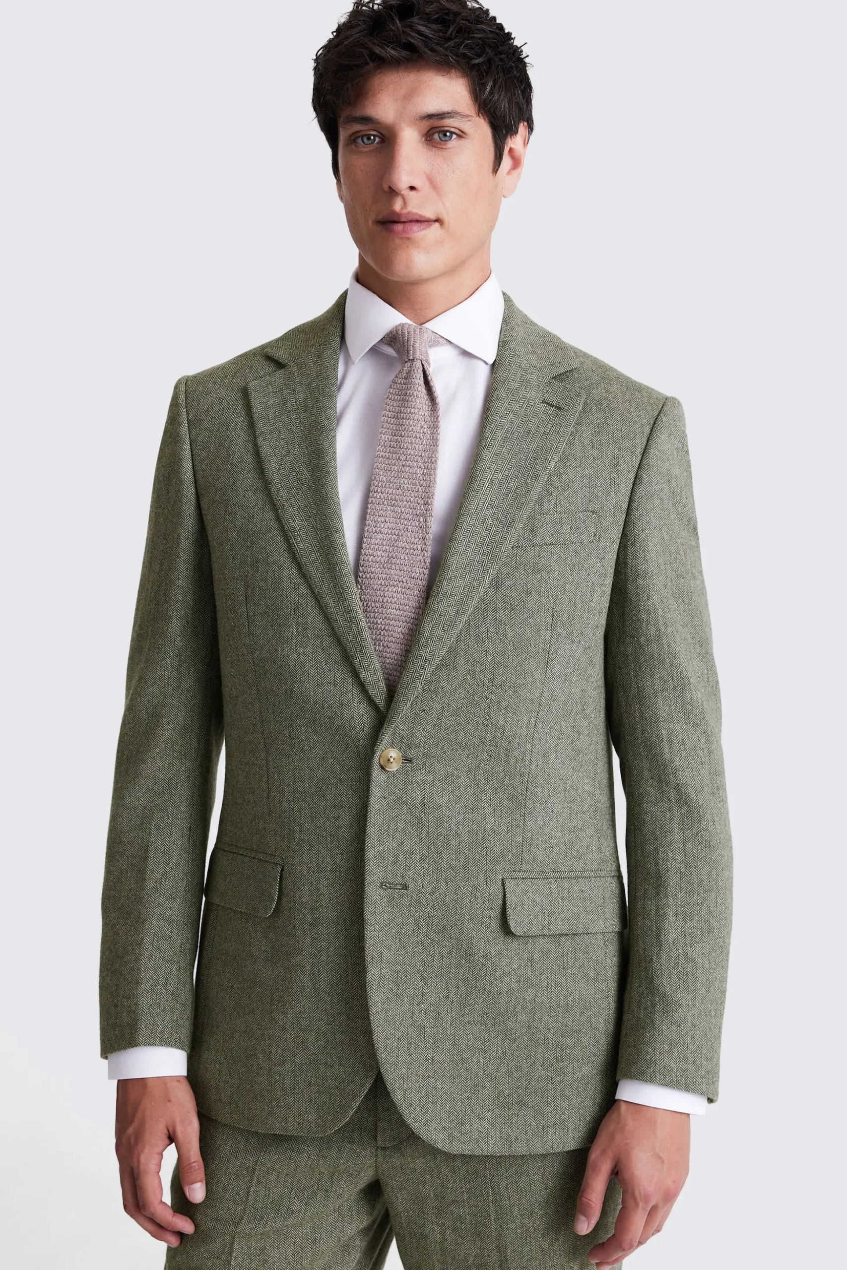 Regular Fit Sage Herringbone Suit