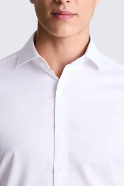 Regular Fit White Double Cuff Dobby Stretch Shirt