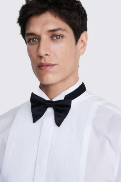 Regular Fit White Pleated Dress Shirt