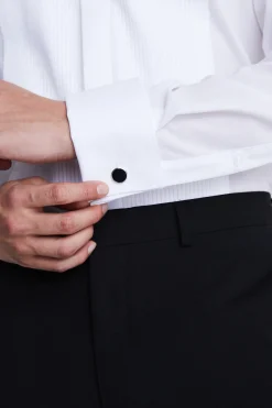 Regular Fit White Pleated Dress Shirt
