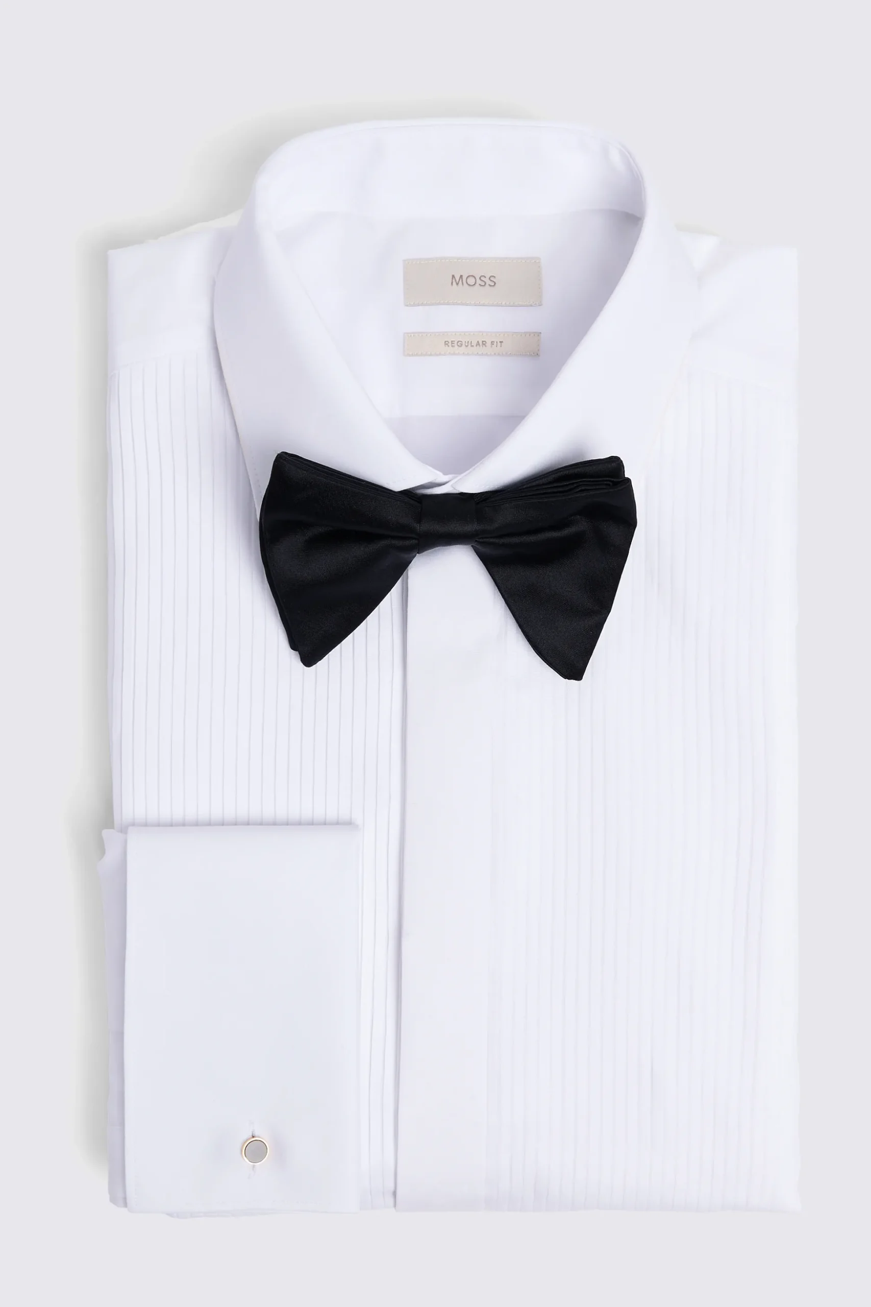 Regular Fit White Pleated Dress Shirt