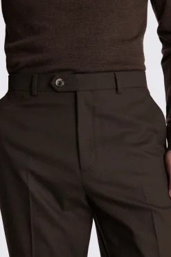 Relaxed Fit Brown Flannel Trousers