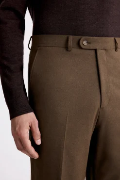 Relaxed Fit Chestnut Flannel Trousers
