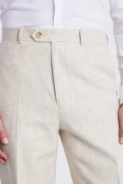 Relaxed Fit Ecru Herringbone Trousers
