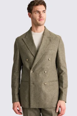 Relaxed Fit Khaki Cotton Linen Suit