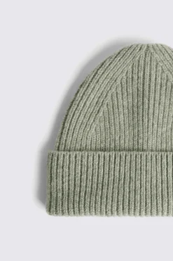Sage Cashmere Blend Ribbed Beanie