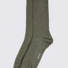 Sage Fine Ribbed Socks