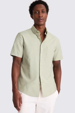 Sage Short Sleeve Washed Oxford Shirt
