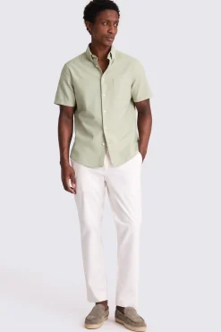 Sage Short Sleeve Washed Oxford Shirt