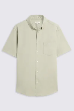 Sage Short Sleeve Washed Oxford Shirt