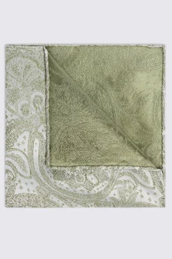 Sage Wedding Paisley Pocket Square