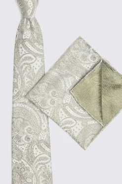 Sage Wedding Paisley Pocket Square