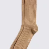 Sand Ribbed Mercerised Socks