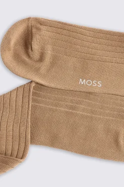 Sand Ribbed Mercerised Socks