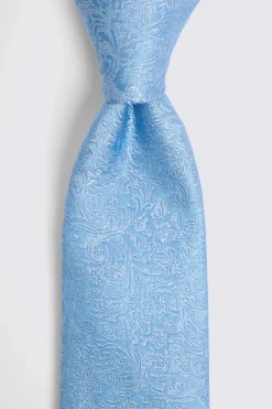 Sky Blue Floral Swirl Silk Tie