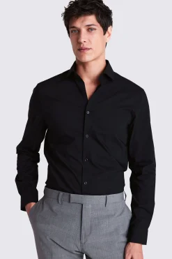 Slim Fit Black Stretch Shirt