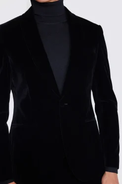 Slim Fit Black Velvet Jacket