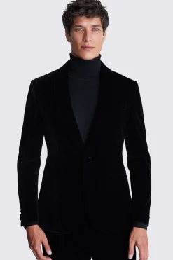 Slim Fit Black Velvet Jacket