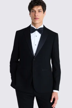 Slim Fit Black Wool Notch Lapel Tuxedo Jacket