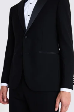 Slim Fit Black Wool Notch Lapel Tuxedo Jacket
