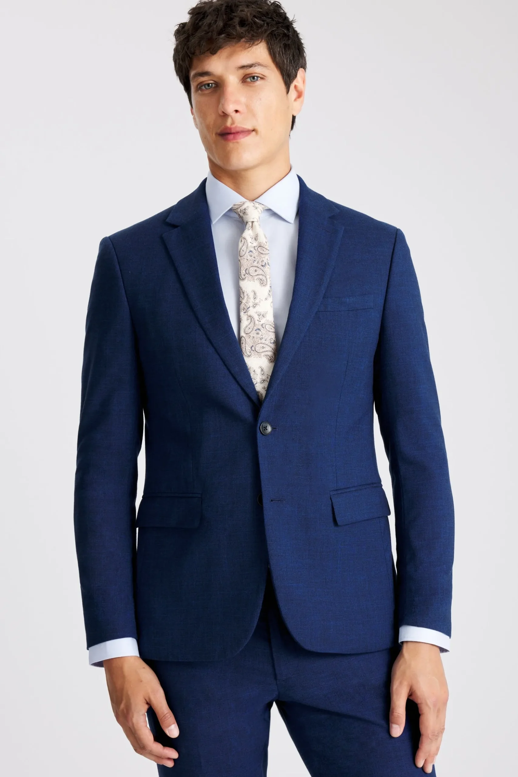Slim Fit Blue Slub Suit
