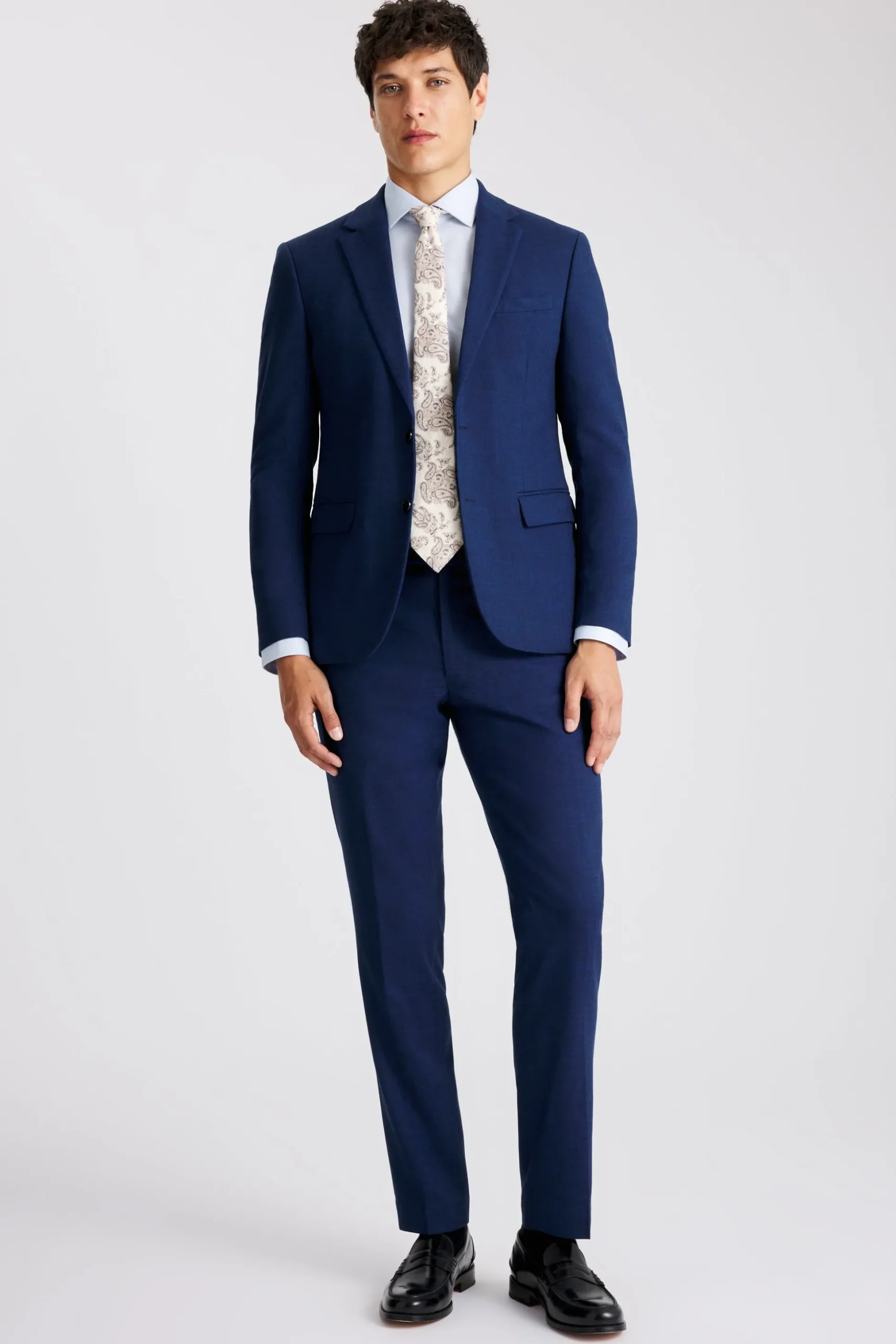Slim Fit Blue Slub Suit