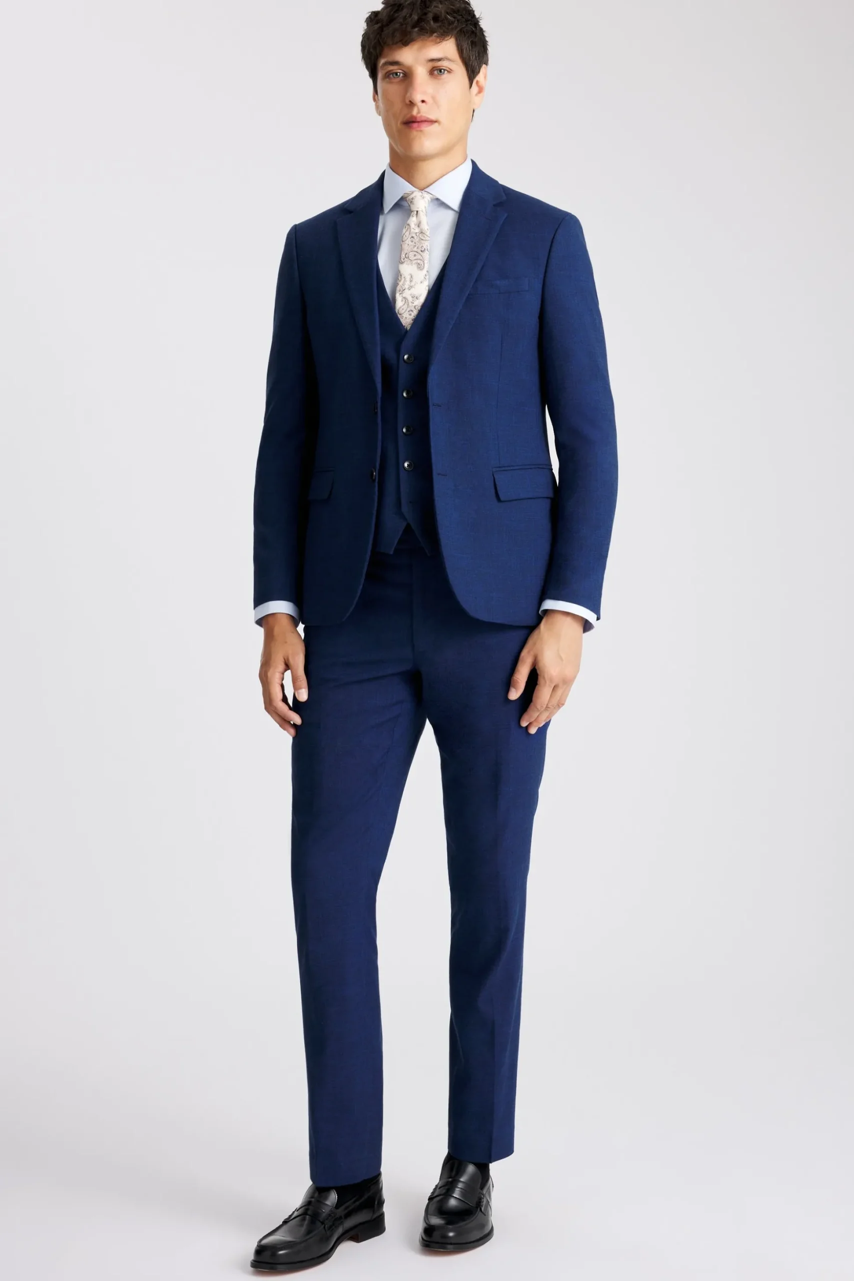 Slim Fit Blue Slub Suit