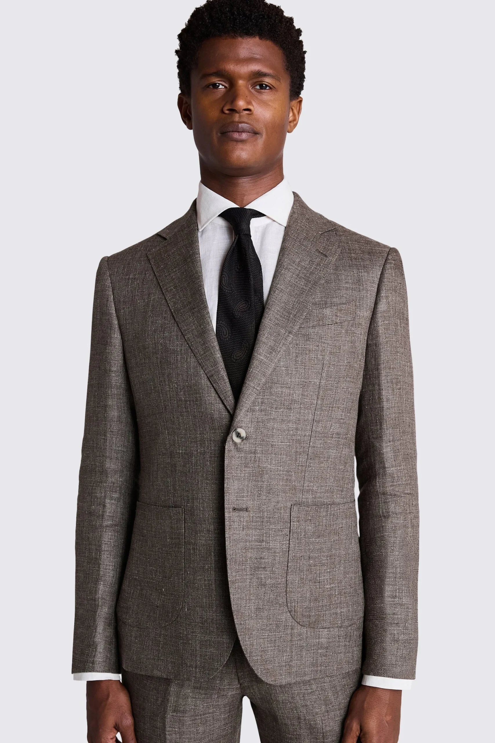 Slim Fit Brown Linen Suit