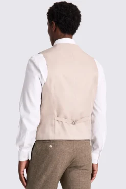 Slim Fit Brown Slub Waistcoat